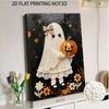 Frameless Pearl Bead Painting Kit Cute Ghost with Pumpkin Design DIY Handmade Craft Canvas for Home Wall Decor Autumn Festival Art