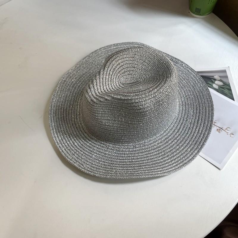 Chapeau de Panama Fil d'Argent Chapeau Soleil Jazz Chapeau de Plage Masque Solaire Chapeau Soleil Chapeau Soleil Été Chapeau Été Femme 56-58cm gray