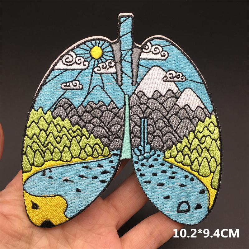 Embroidered Clothing Thermoadhesive Patches Iron-On Punk Landscape Embroidered Patches For Clothing Band Clorhing Stickers