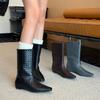 Coarse heel woven square head medium boots women's autumn and winter new design sense niche short boots sleeve fashion boots