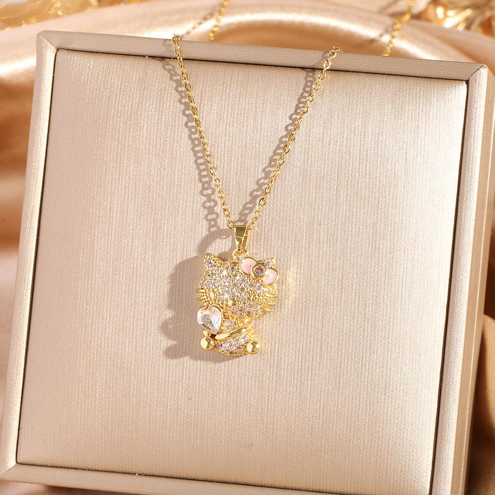 Four Leaf Clover Pendant Necklace For Women Fashionable Zircon Crystal Adjustable Chain Delicate And Versatile Jewelry