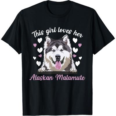 Ta dziewczyna kocha swoją mamę alaskan malamute T-shirt