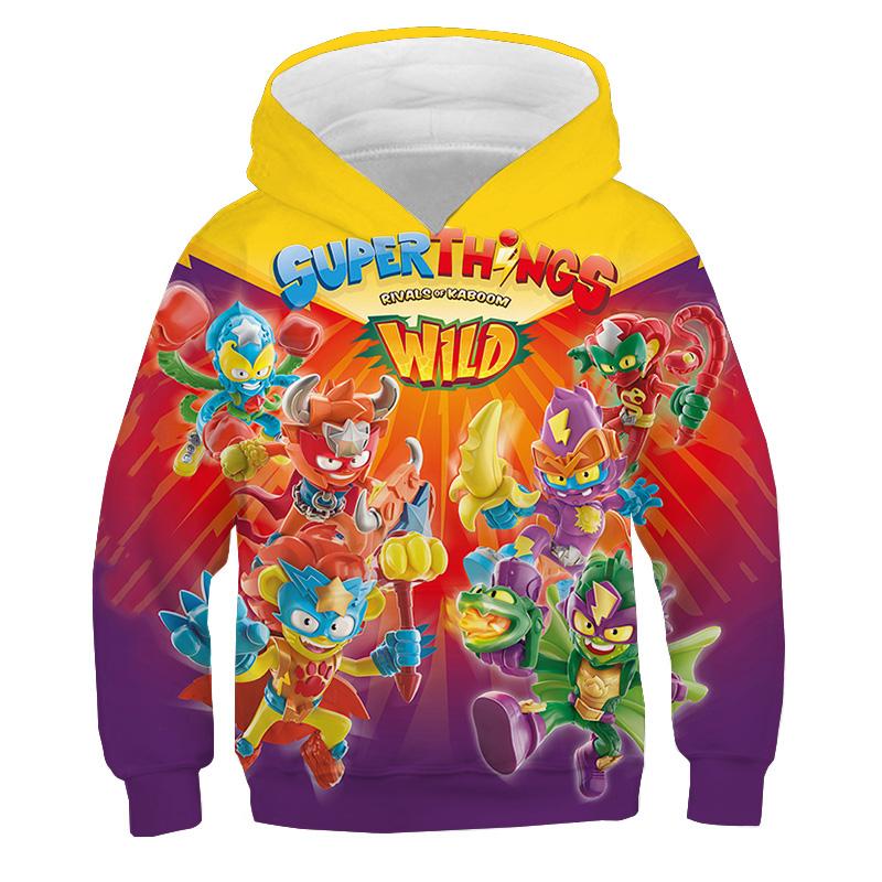 SuperThings Hoodies Kids Cartoon Sweatshirts Children Clothes Boys Girls Hooded Pullovers Fleeve Long Sleeve Tracksuit Sudadera