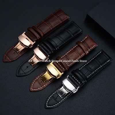 Genuine Cowhide Watch Straps with Box WatchBand 14mm 16mm 18mm 19mm 20mm 22mm 24mm Watch Bracelet Belt Butterfly Clasp Wristband