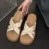 French Thick-bottomed Cool Slippers for Women's Summer Outer Wear 2025 New Cross-strapped Flat-bottomed High-end Skirt One-word Slippers