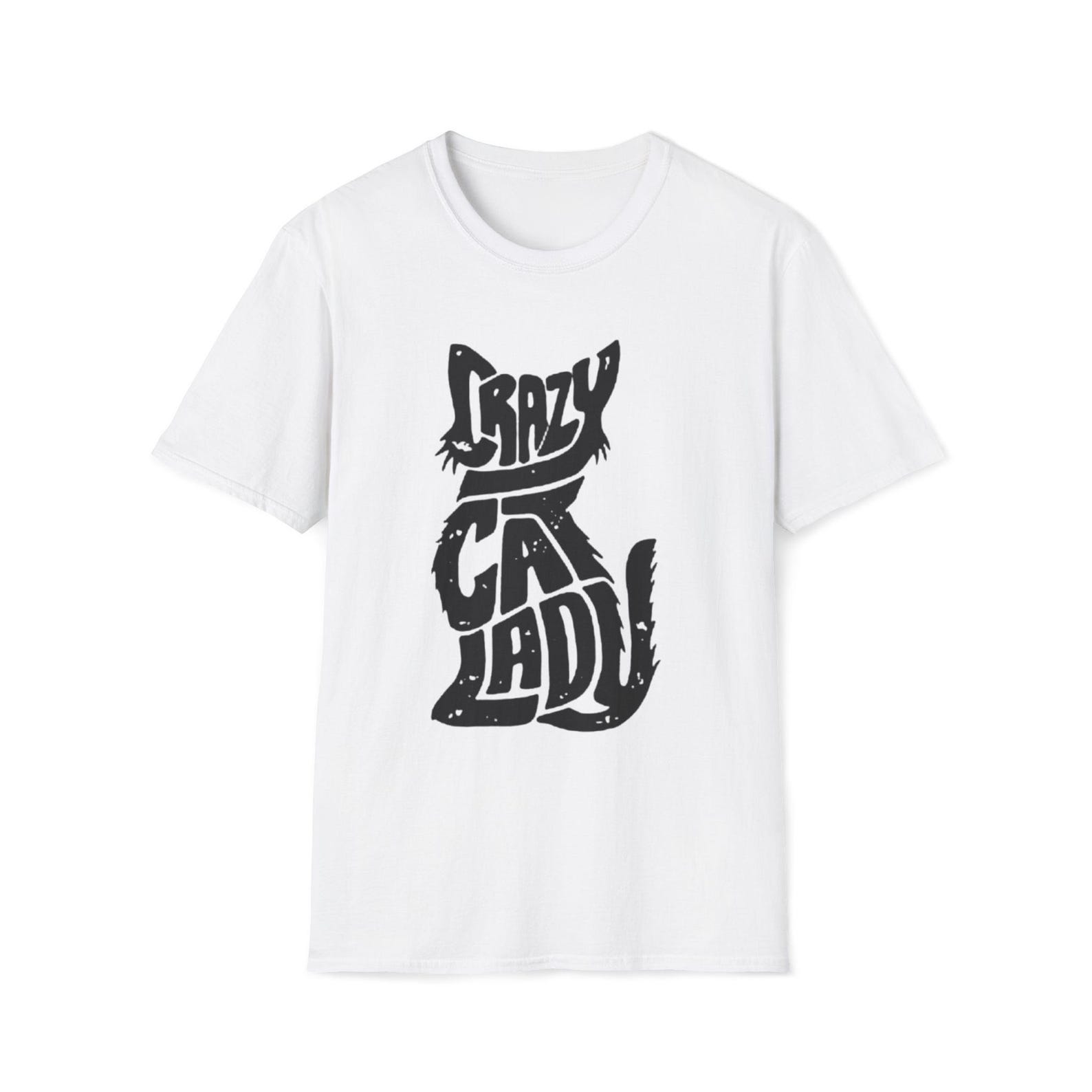 Crazy Cat Lady T-Shirt | Cat Silhouette Typography, Pet Lover Tee 3XL