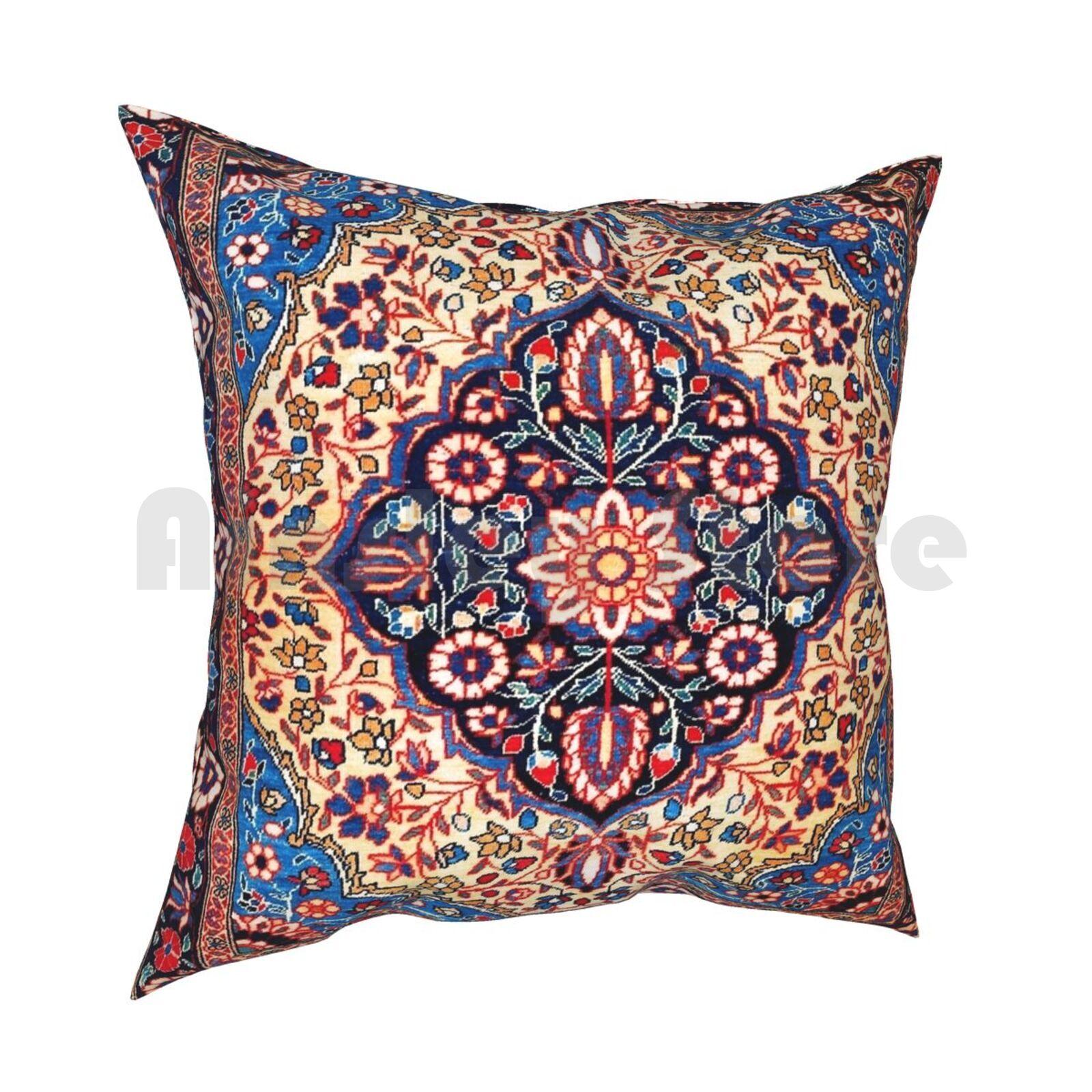 Kashan Central Persian Rug Print Pillow Case Printed Home Soft Throw Pillow Vintage Vintage Rug Carpet Persian Tribal 30x30cm 12x12in