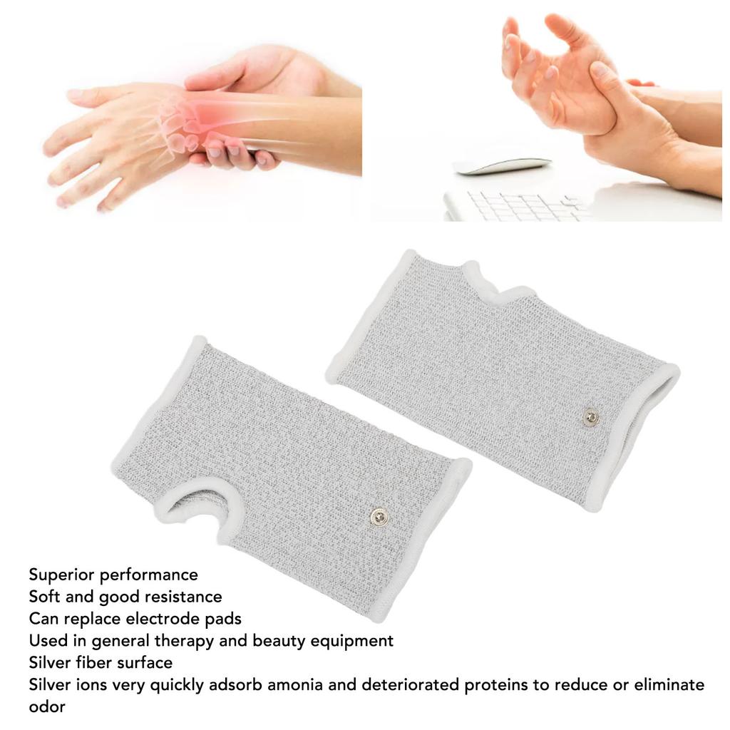 1 Pair Electrode Massage Wrist Guard Silver Fiber Breathable Conductive Electrode Massage Wristband for Treatment