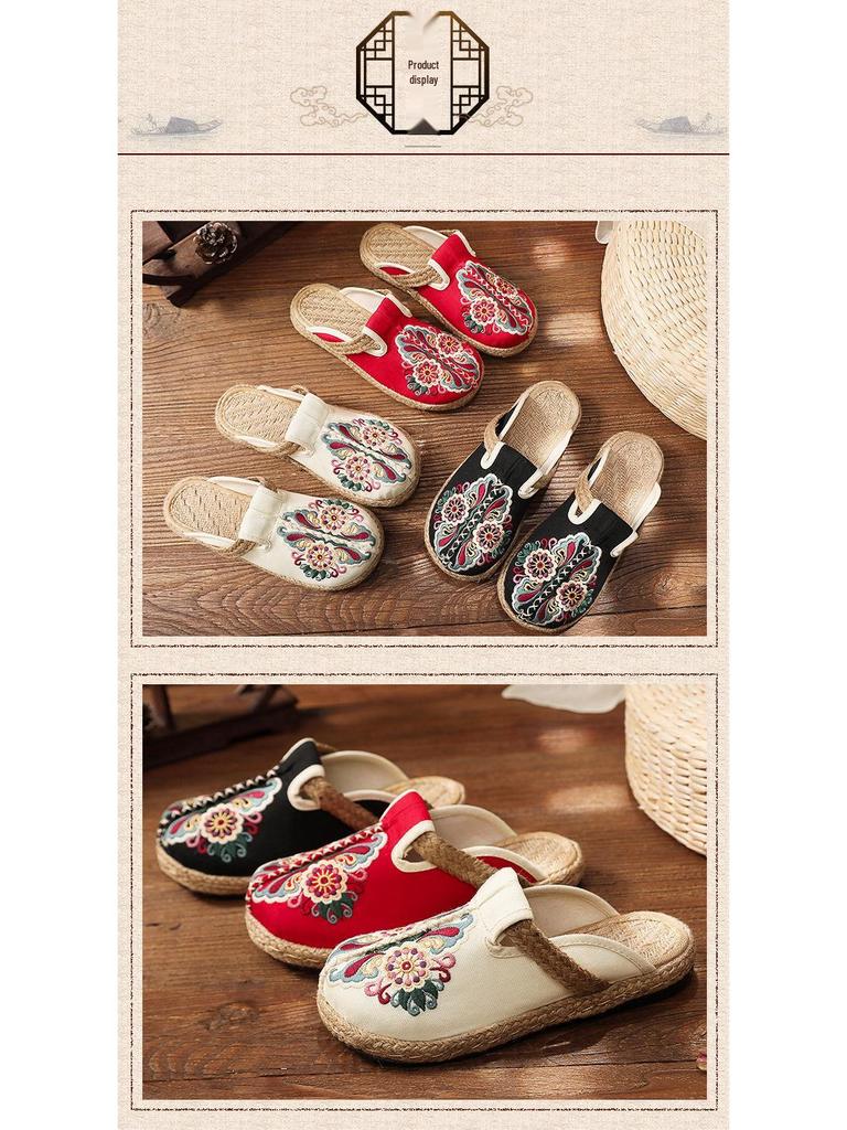 Women's Embroidered Ethnic Style Linen Flats - Spring/Summer