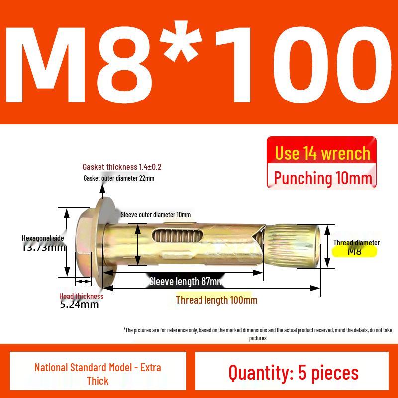 

Extended Hex External Hexagon Expansion Bolt Set M6 M8 M10 M12