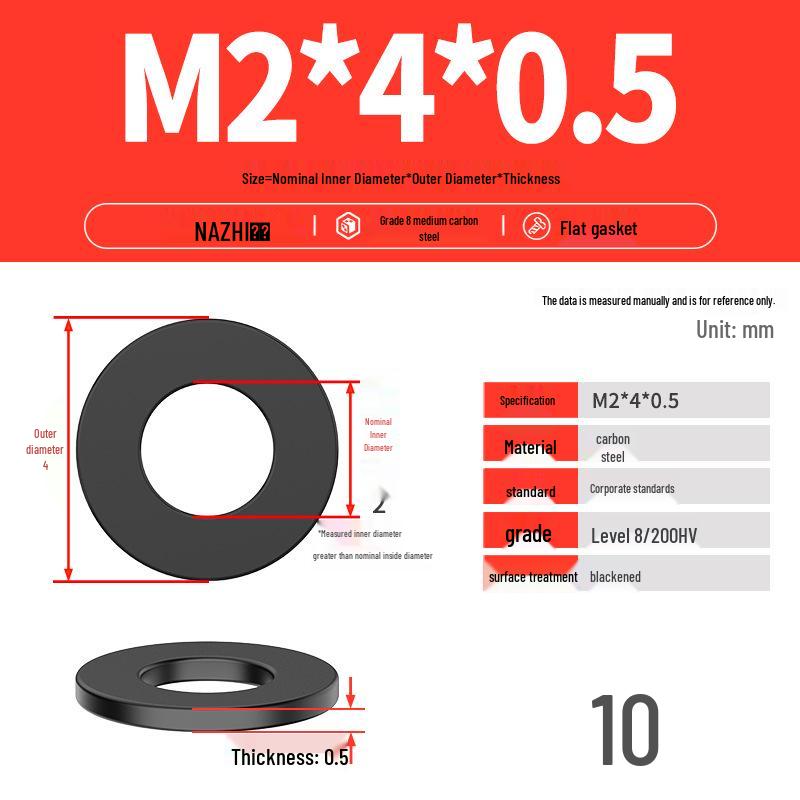 Черная высокопрочная особо толстая плоская шайба (М8-М36)