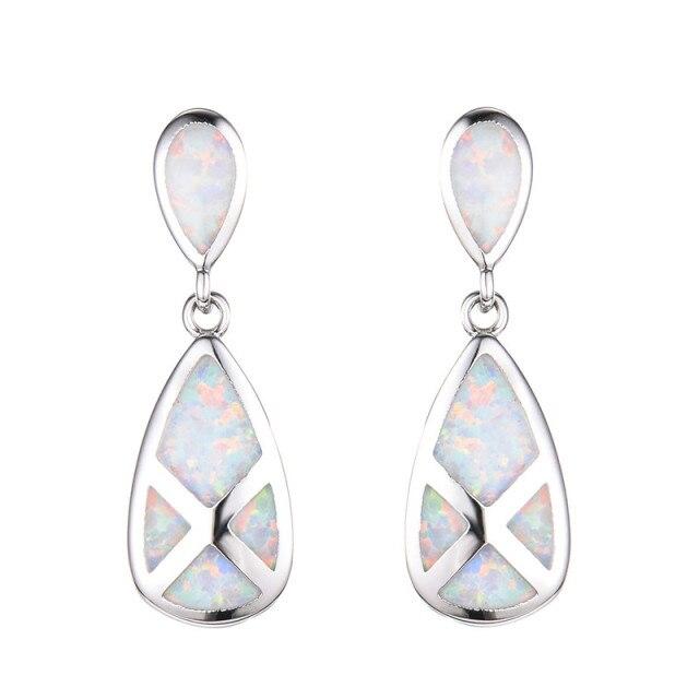 

Роскошные стильные серьги-капли с белым синим огненным опалом для женщин, стерлинговое серебро 925 пробы, женские свадебные серьги-капли, ювелирные изделия