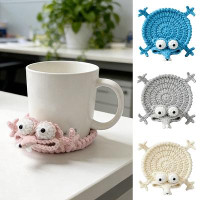 Hand-Crocheted Fun Squirrel Coasters Cute Knitted Cotton Drink Mats Heat-Resistant & Absorbent Insulated Coffee Cup Mats Charming Desk Decor