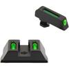 No-Tritium Fiber Optic Sights for Glock 17, 17L, 19, 22, 23, 24, 26, 27, 33, 34, 35, 38 and 39, Green Photoluminescent Outline for Outdoor