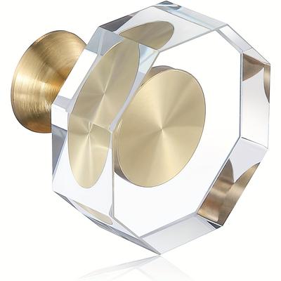 Průhledné skleněné knoflíky na skříňku 4 ks Zlatá mosaz Kulaté úchytky na komodu Křišťálové kování pro kuchyňskou skříňku Jeden otvor se šroubem