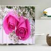 Rideau de douche Fleurs Roses Tulipes Colorées Arbres Rideaux de Salle de Bain Nature Fleur Tissu Polyester Imperméable Écran Baignoire Décor