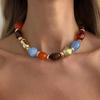 SHIXIN Bohemian Summer New Colored Resin Beaded Beaded Chokers Necklaces Women Vintage Elegant Adjustable Clavicle Chain Jewelry