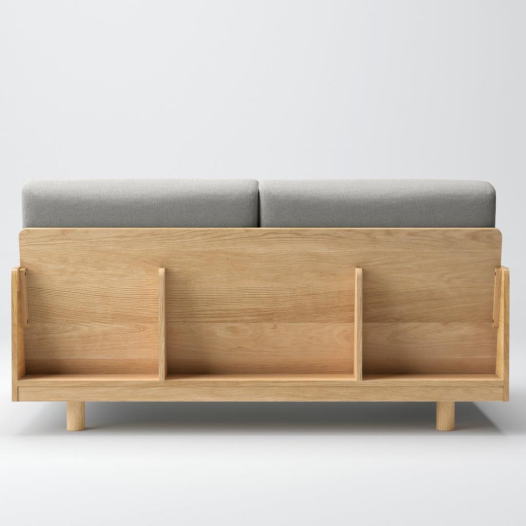 MUJI Cotton Linen Basket Weave Cover for Wooden Sofa 2 KB466A2A Frame, Charcoal, Seater,