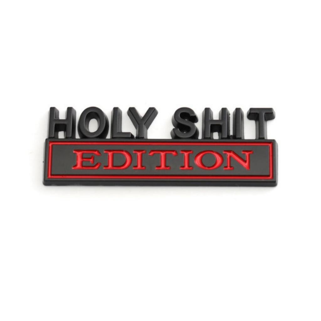 1Pc 3D Metal Holy Shit Edition Logo Car Front Grille Badge Side Fender Rear Trunk Emblem Sticker Decal
