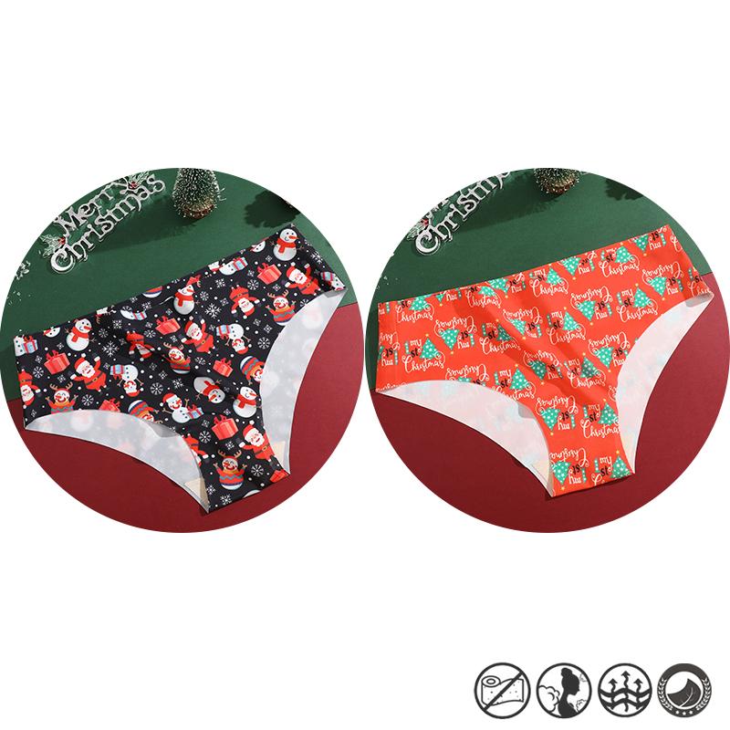 FINETOO 2 Teile/satz Weihnachten Schneeflocke Santa Claus Höschen Sexy Atmungsaktive frauen Unterwäsche Niedrigen Taille Tanga Frohe Weihnachten Höschen