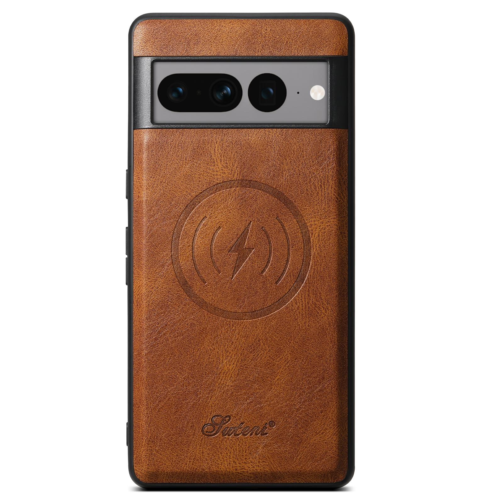

Luxury Faux Leather Delicate Hand Feel Phone Case Magnet Wireless Charging for Google Pixel 9XL 8Pro 7A 6 Google Pixel 9 Pro коричневий