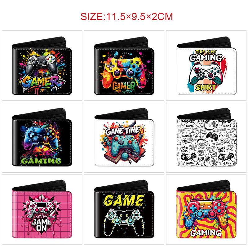 Gaming Controller Graffiti Wallet Large Capacity Wear-Resistant Short Fold Coin Purse Student Cartoon Print Casual