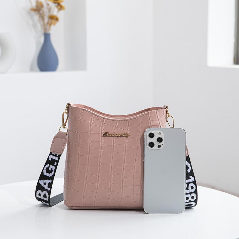 2023 Fashion Crocodile Pattern Crossbody Bag with Printed Webbing Strap - Large Capacity Women's Shoulder Bag
