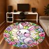 1pc Rabbit Flowers Round Chair Mat Office Area Rug - Non-Slip, Floor Mat for Office, Bedroom, Ideal Home Decor Gift C0112075