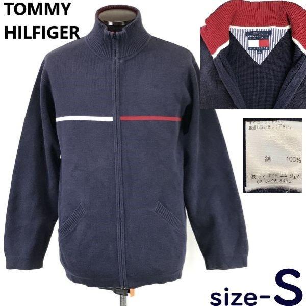 TOMMY HILFIGER Zip-Up Knit Jacket Mens S Navy High NeckUSED 10259₽