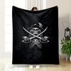 Pirate Skull and Swords Design Bedroom Blanket - Printed Flannel Blanket for Bedroom, Living Room, Sofa, and Nap