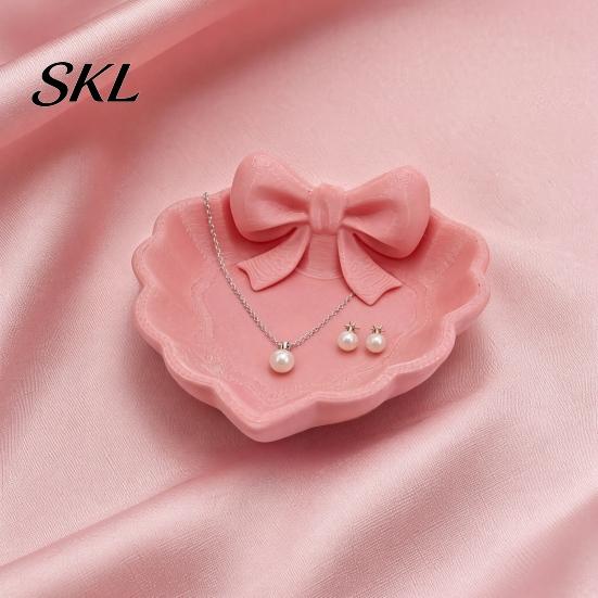 One-piece Molded Tray 3D Printed Bow Jewelry Tray, Heart Shape Ring Dish, Entryway Table Trays, Delicate Decorative Trinket Organizer for Rings
