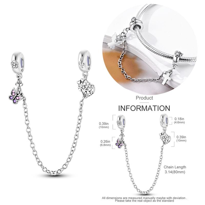 New Copper Star Moon Peach Heart Safety Chain Charm Beads Suitable For Pan Bracelets Diy Women'S Jewelry Gifts