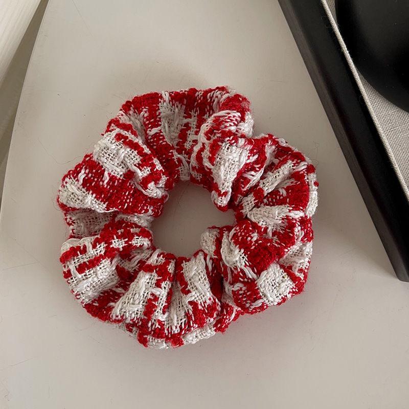Festive Chinese Red Woolen Hair Tie - New Year and Christmas Accessories for Women