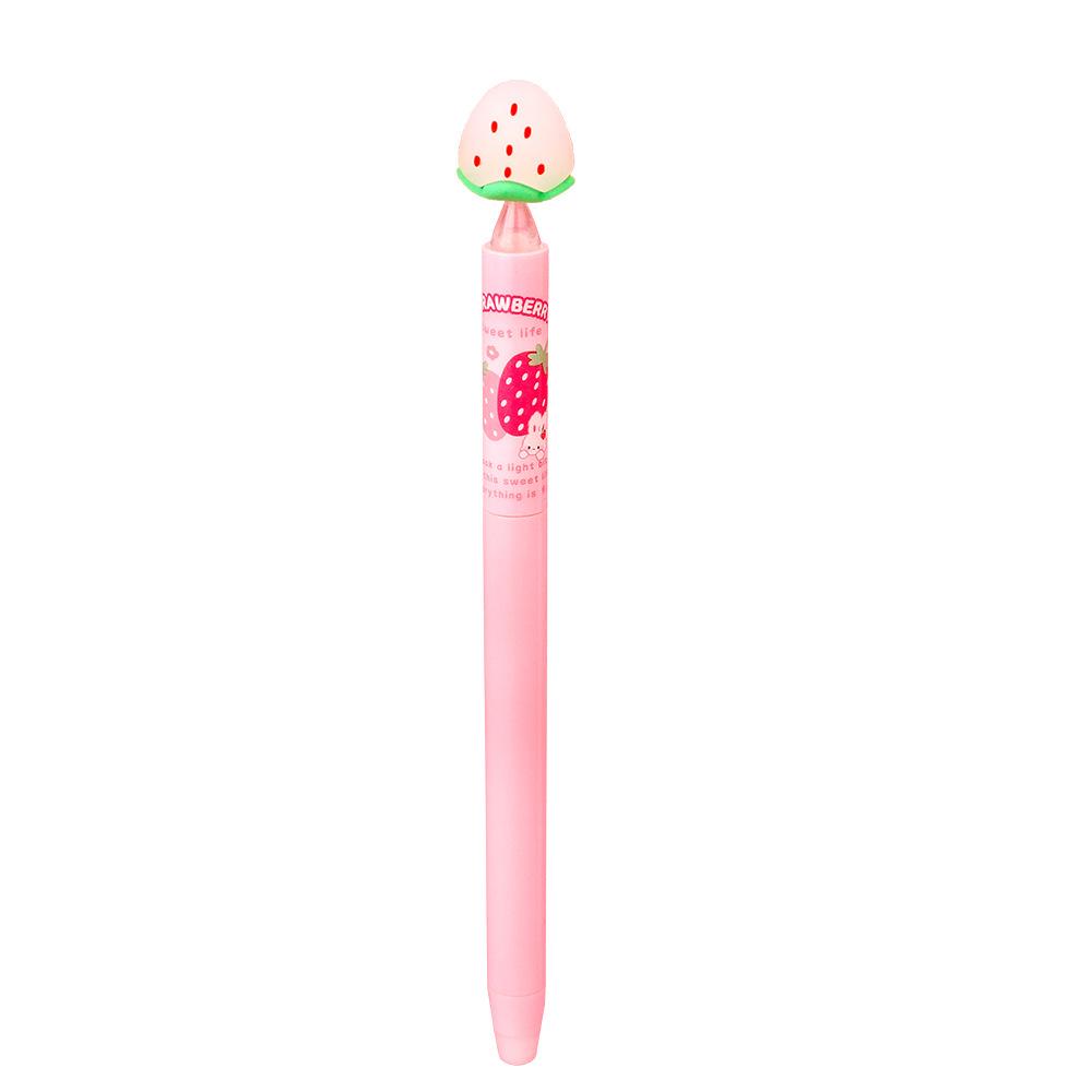 Strawberry Color-Changing Erasable Pen - Cute Heart Twist Ballpoint for Students