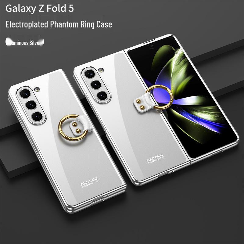

Samsung Z Fold5 Transparent Electroplated Case with Phantom Ring Buckle. SM-Fold5 [Screen without Film]