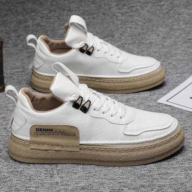 

Повседневная мужская обувь для скейтбординга Wild England модная мужская кожаная обувь водонепроницаемая молодежная плоская обувь для вождения нескользящие кроссовки 43 бежевый