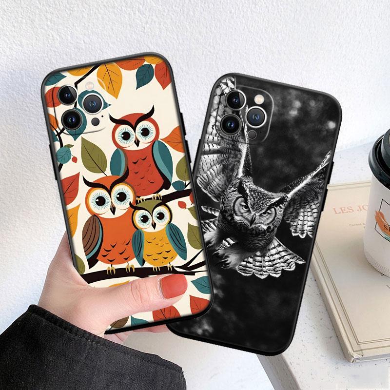 CJ25 Cartoon Art Owl Soft Shell Phone Case for Samsung Galaxy S20 S21 S22 Ultra FE + Plus A21S A22 A24 A25 A26 A30 A30S A31