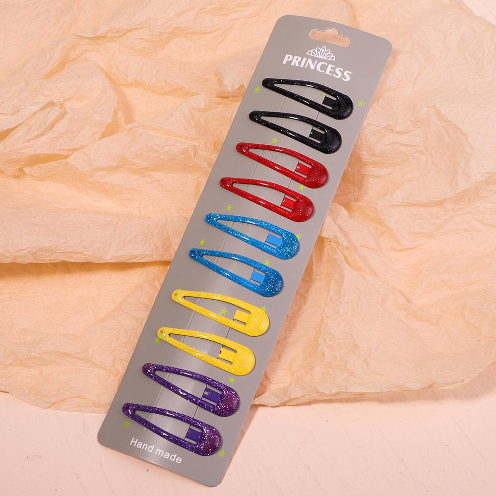 10Pcs/set Women Sweet Embroidery Print Waterdrop Shape Hair Clips For Cute Girls Hairpin Barrette Headwear Kids Hair Accessories