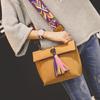 Chic Frosted Small Bread Color Straps Tassel Women's Shoulder Bag For Everyday Use