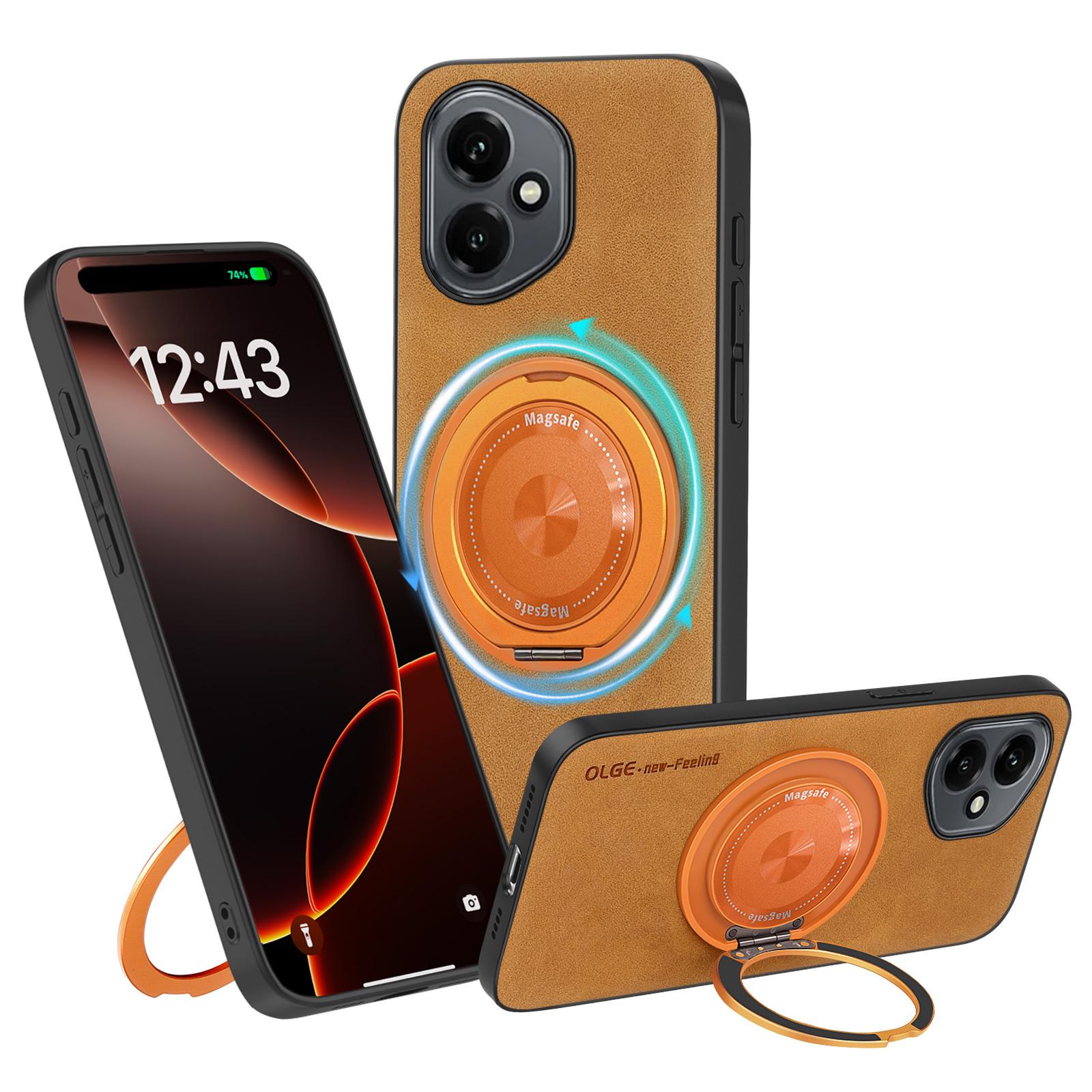 

Magnetic Rotating Bracket Retro Soft PU Leather Protective Phone Case for Honor 600 Lite 500 400 300 Pro Ultra HONOR 400 Pro коричневий