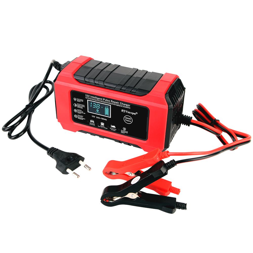 EU Plug 12V6A Digital Display Screen Car/Motorcycle Charger Reverse Protection Suitable for Lead Acid Batteries Intelligent Smart Battery Charger