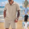 Men's New Summer Linen Two-Piece Polo Shirt and Loose Casual Suit
