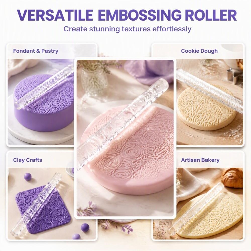 Acrylic Fondant Rolling Pin Non Stick Engraving Rolling Pin Fondant Decorating