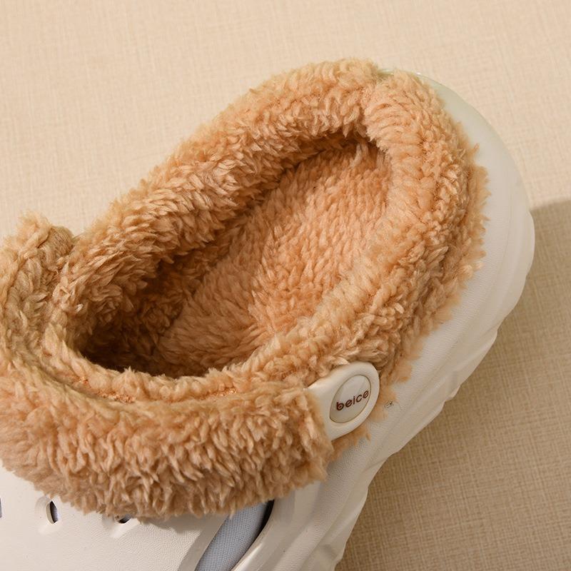 Hole shoes women's autumn and winter velvet thickened warm cotton mop, heightened thick sole non-slip EVA wear-resistant outer bag head cotton shoes