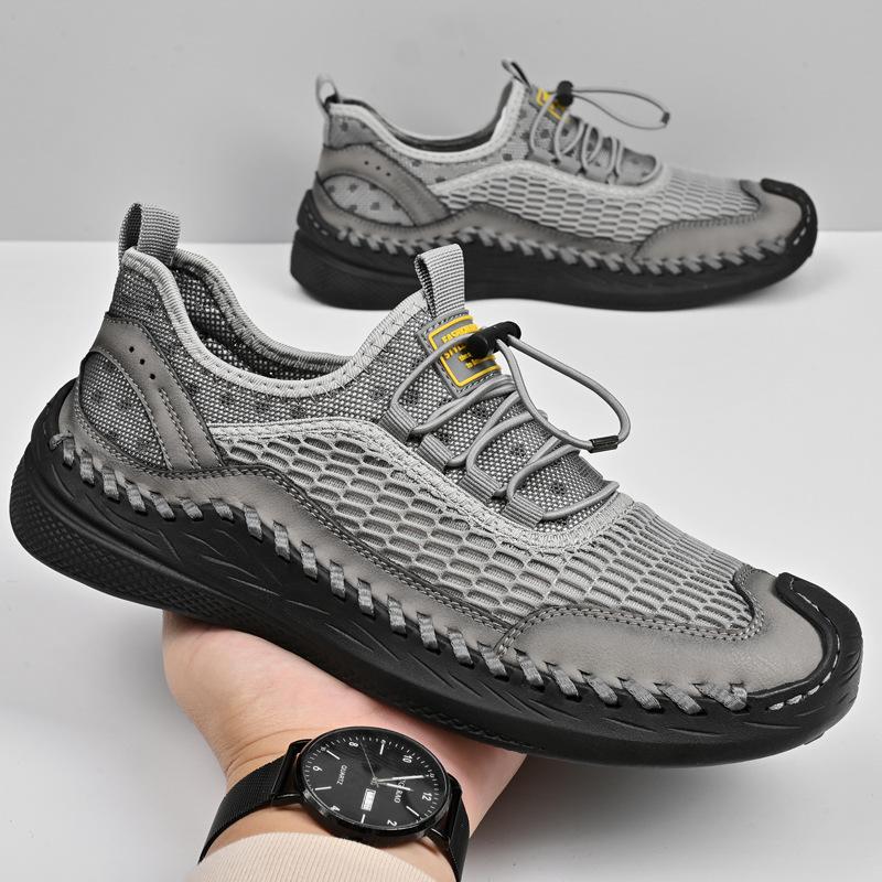 Men's Shoes 2025 New Summer Men's Elastic Band Casual Sports Shoes Comfortable Large Size Breathable Mesh Shoes Tide