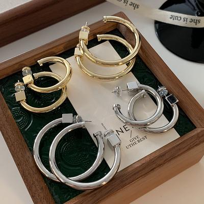 Gold Letter C, Ring, Smooth Design, Cold Wind, Fashion, Light Luxury, High-End Sense, Exaggerated Stud.