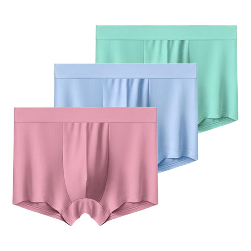 3 Pieces Men's Underwear Ice Silk Boxer Shorts Men Underpants Cool Breathable Sexy Thin Panties U Convex Lingerie L XL XXL 3XL 4XL