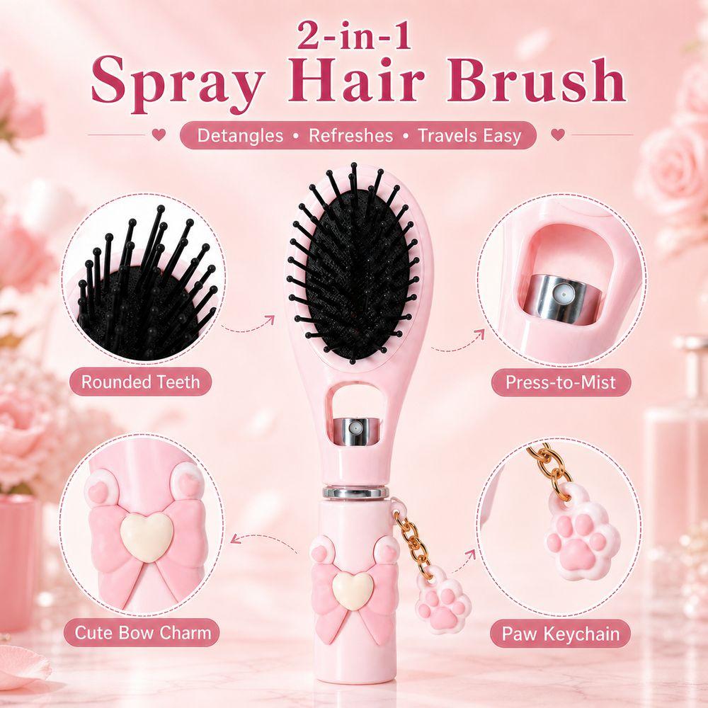 Anti-Frizz Spray Hair Brush Anti-Static Spray Massage Comb New Misting Hair Brush Daily Hair Care