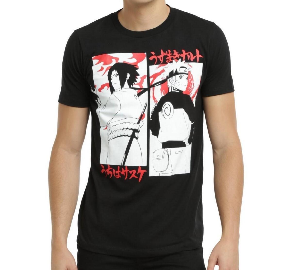 26 Anime Naruto Shippuden Naruto Vs. Sasuke Tee Shirt New Unisex T-Shirt XL