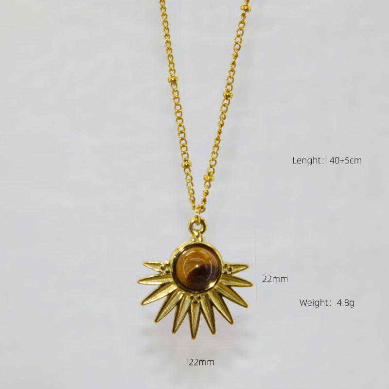 Maillard Tiger Eye Titanium Necklace: Non-Fading, Light Luxury Women's High-End Retro Pendant